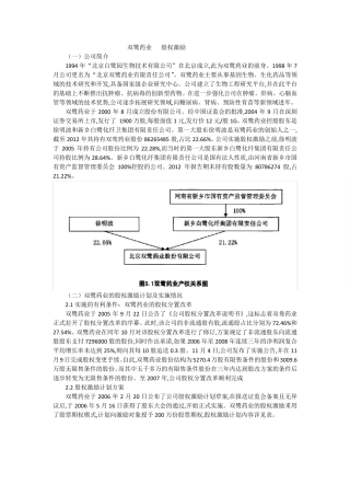 双鹭药业股权激励