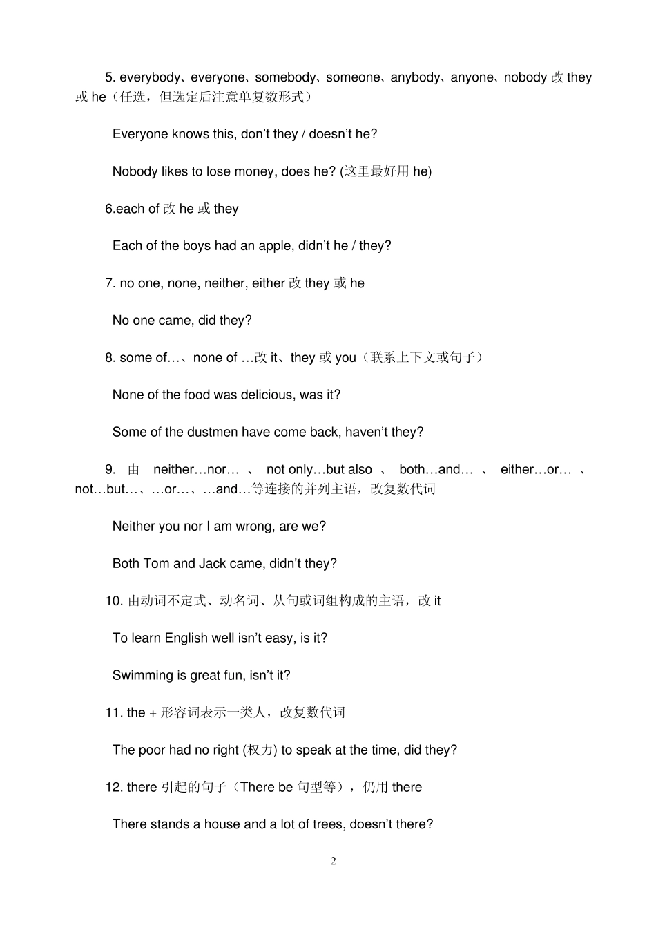 反义疑问句详细讲解及操练(提高班)_第2页