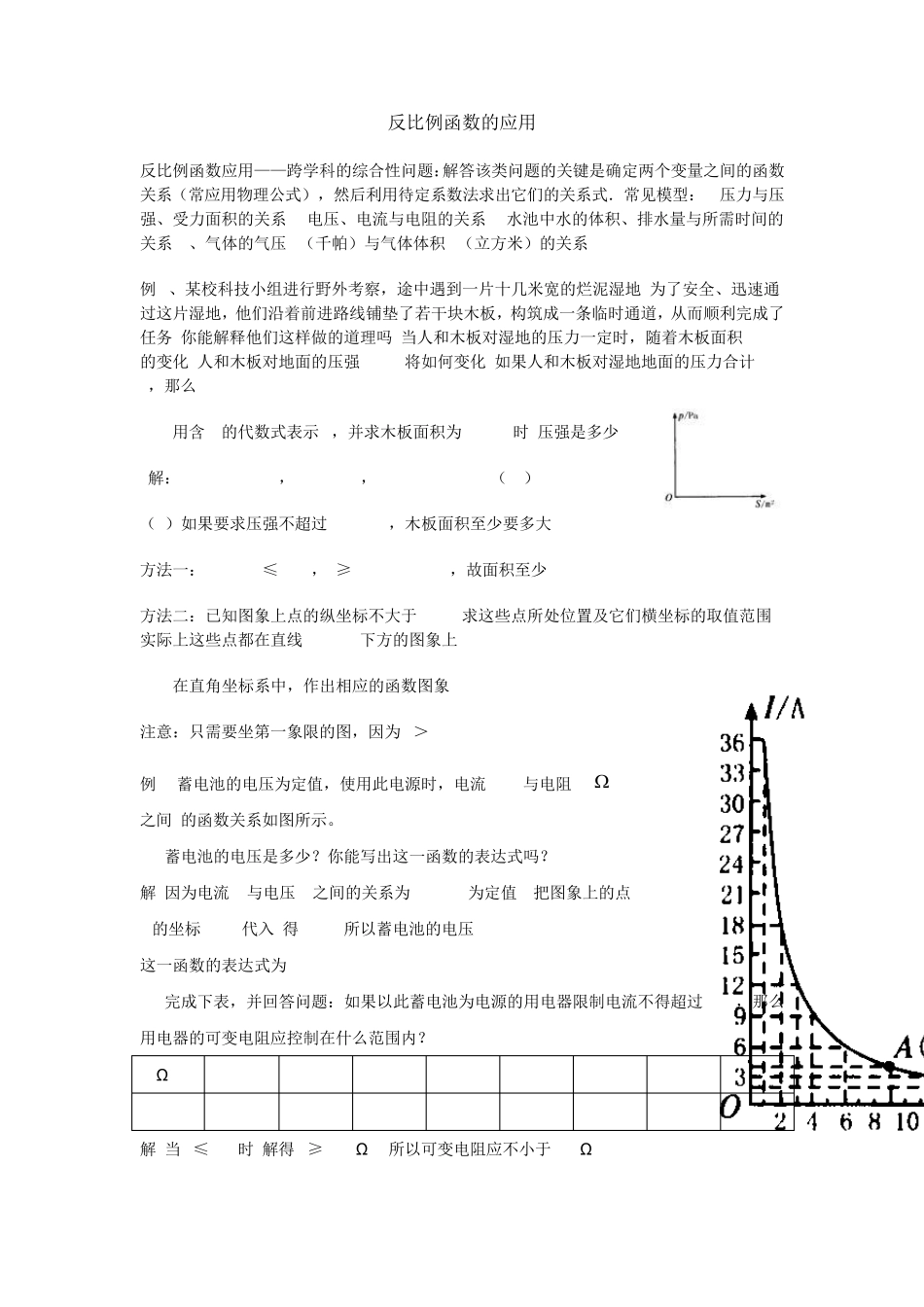 反比例函数的应用经典习题_第1页
