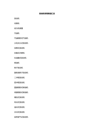 发动机常用英语汇总
