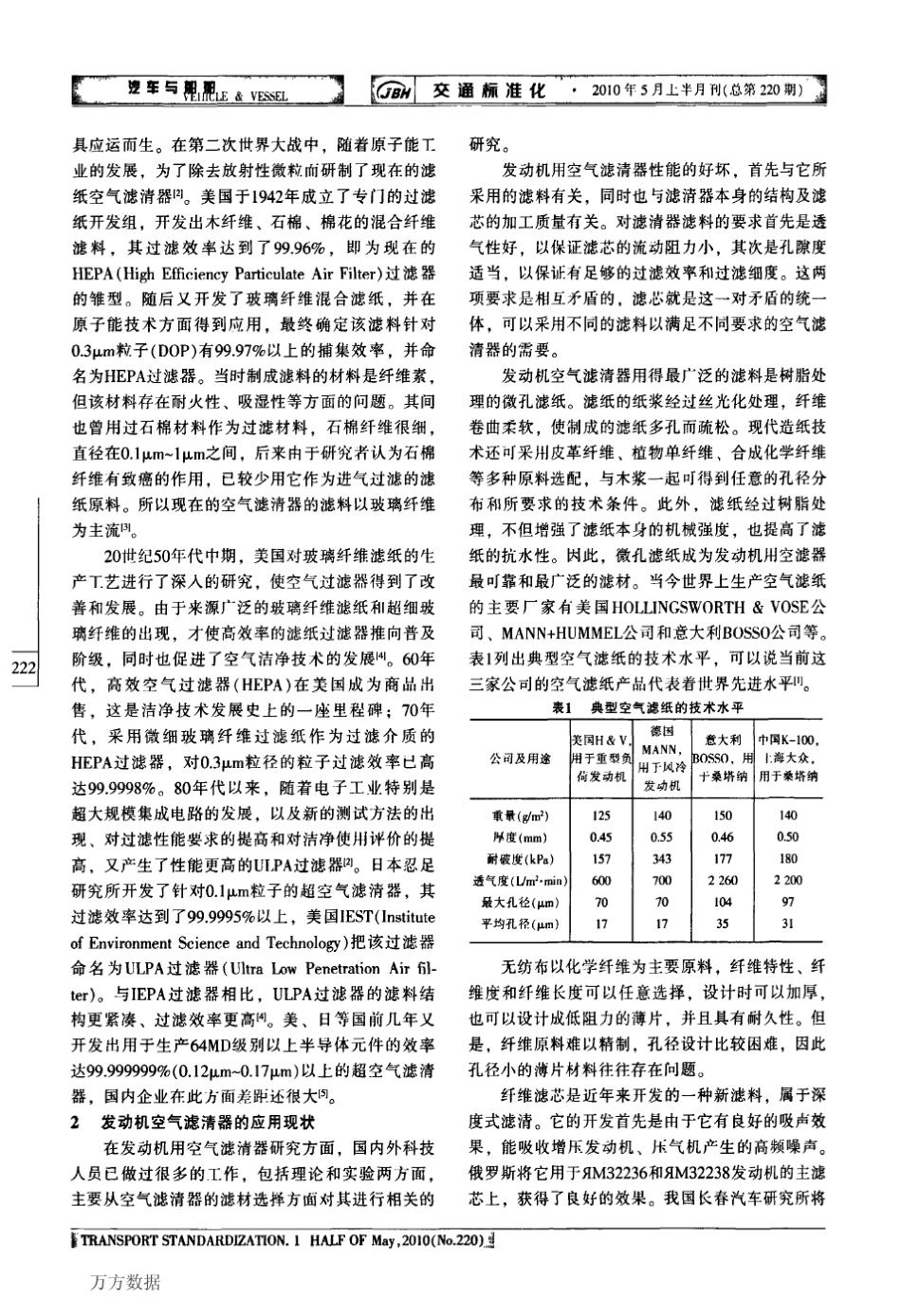 发动机空气滤清器的应用现状及过滤效果分析_第2页