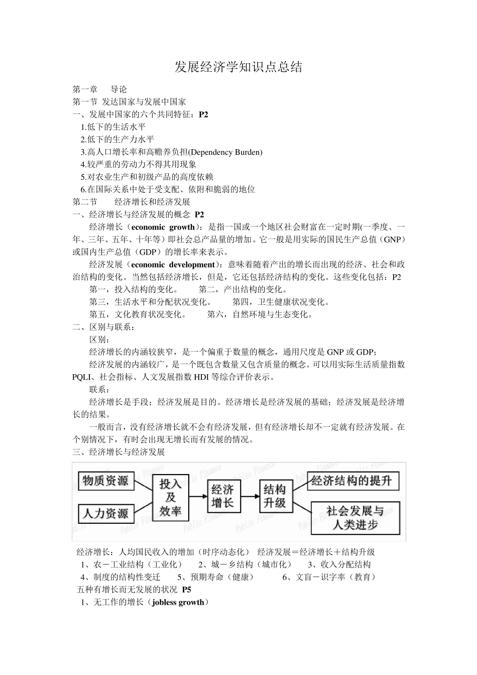发展经济学知识点总结_第1页