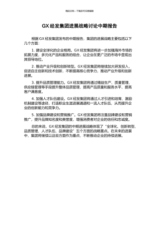 GX经发集团发展战略研究中期报告