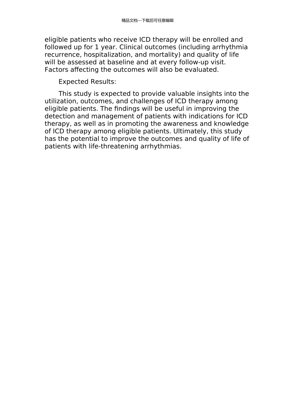 ICD适应证患者的调查和随访的开题报告_第2页