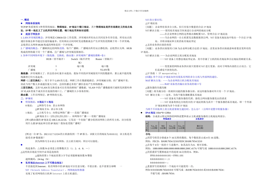 IP网络复习提纲答案R_第1页
