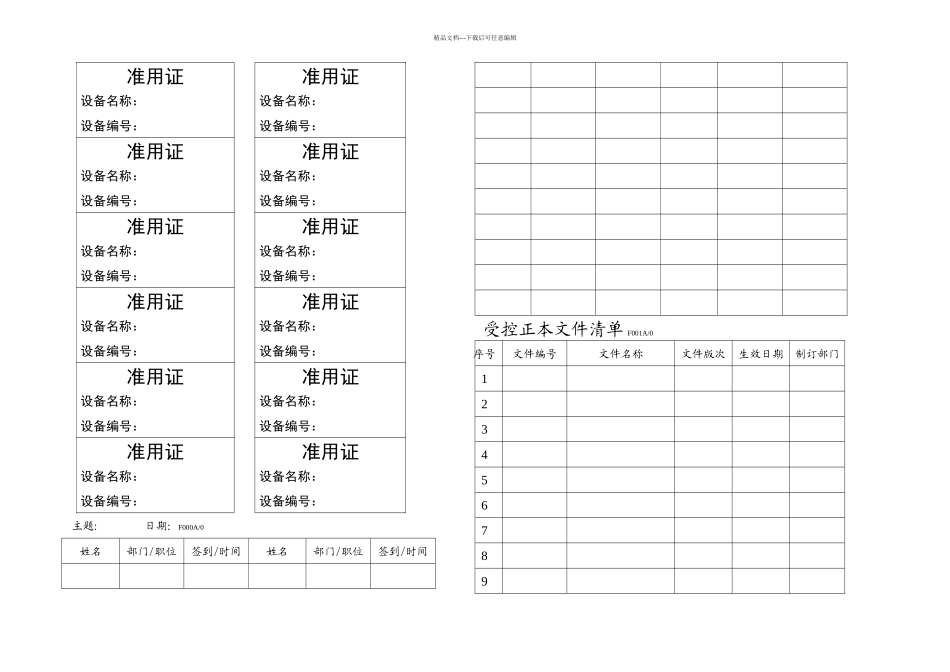 ISO质量管理体系的表单全套表格要点_第1页