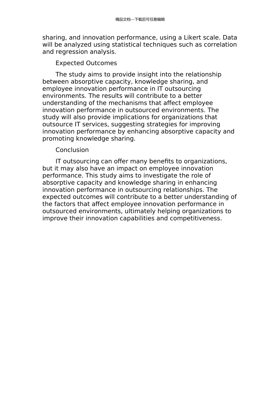 IT外包中吸收能力、知识共享对员工创新绩效的影响的开题报告_第2页