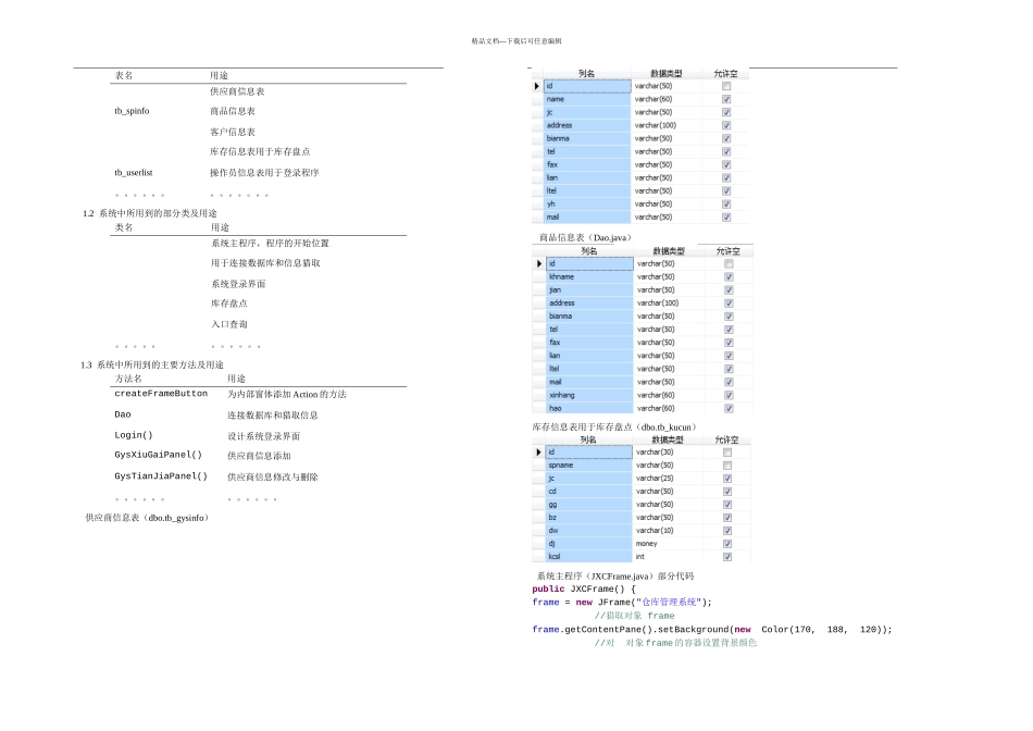 JAVA课程设计仓库管理系统资料_第3页