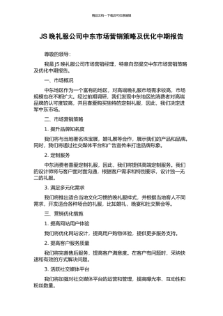 JS晚礼服公司中东市场营销策略及优化中期报告