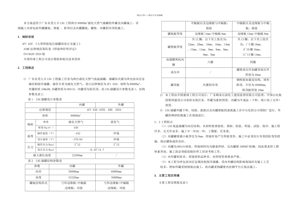 LNG低温储罐安装施工方案_第1页