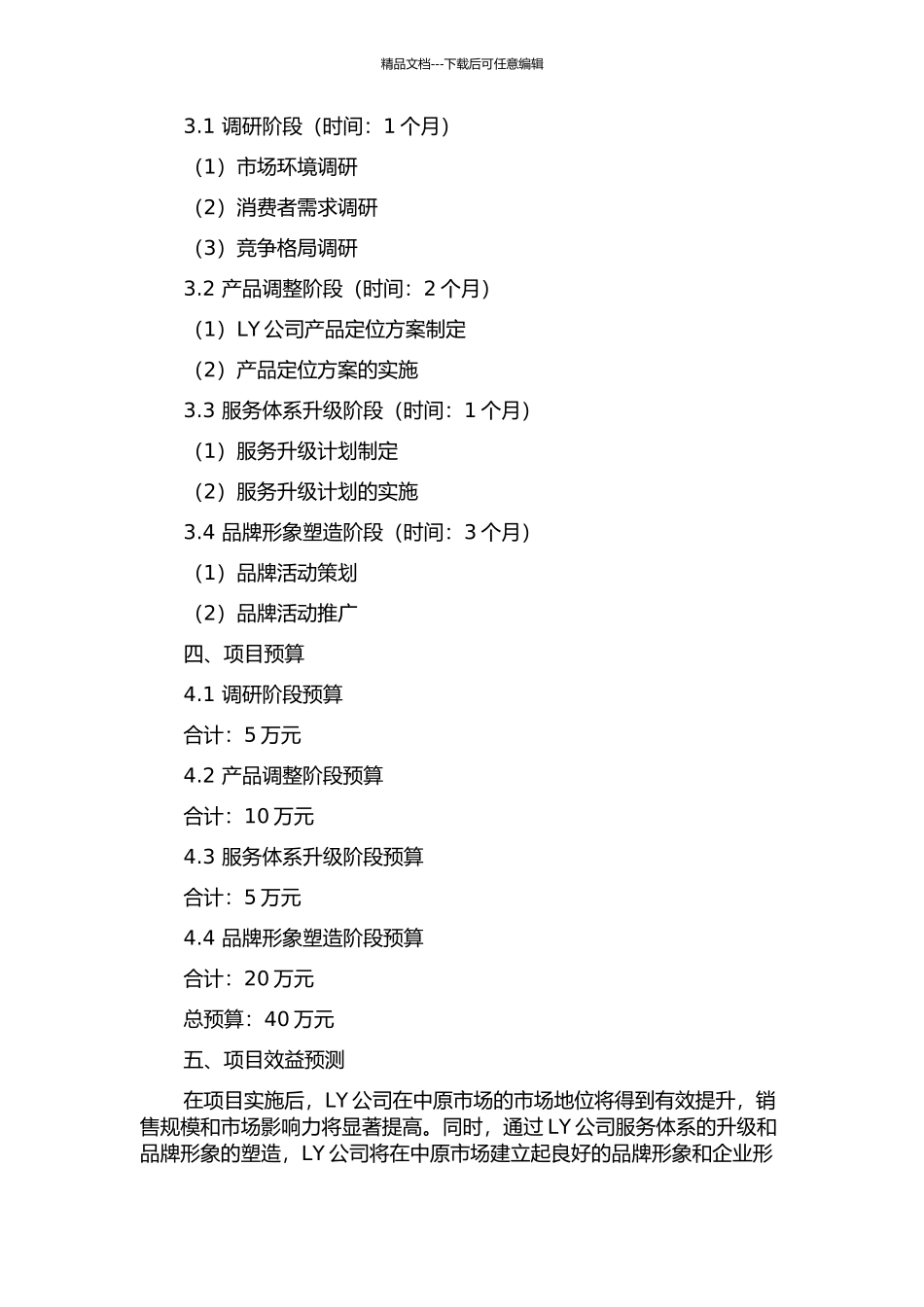 LY公司中原市场改造项目可行性研究报告中期报告_第2页