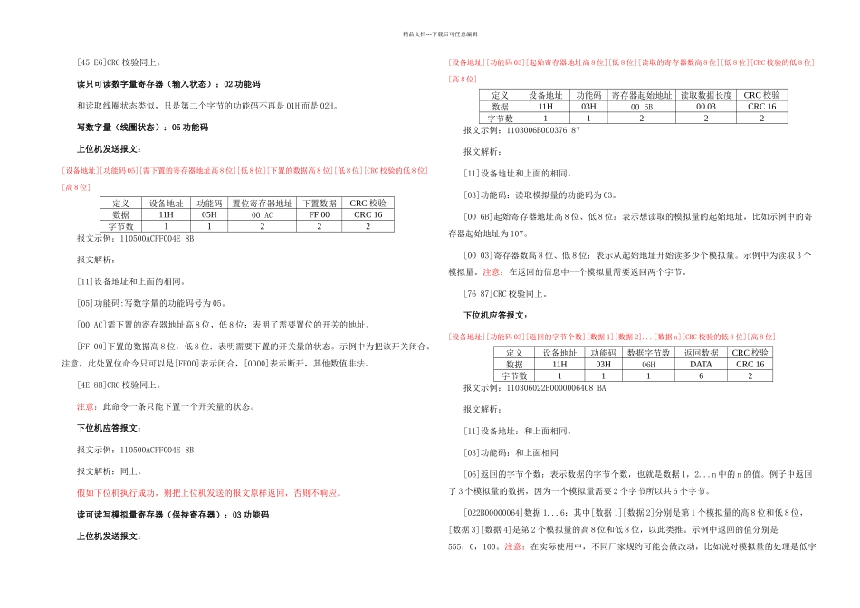 ModbusRTU通用规约说明模板及规约配置_第3页