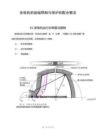 发电机的励磁限制与保护的配合整定