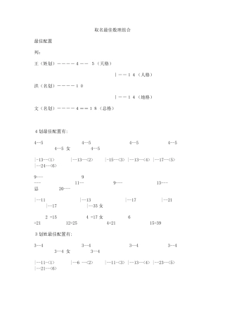 取名最佳数理组合