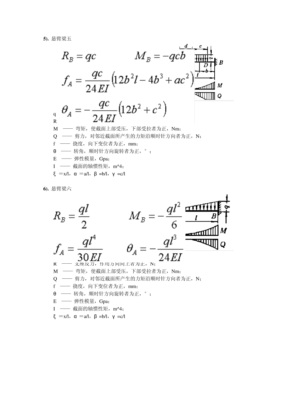 受静载荷梁的内力及变位计算_第3页