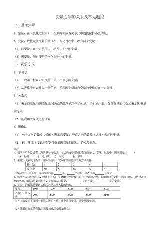 变量之间的关系知识点及常见题型