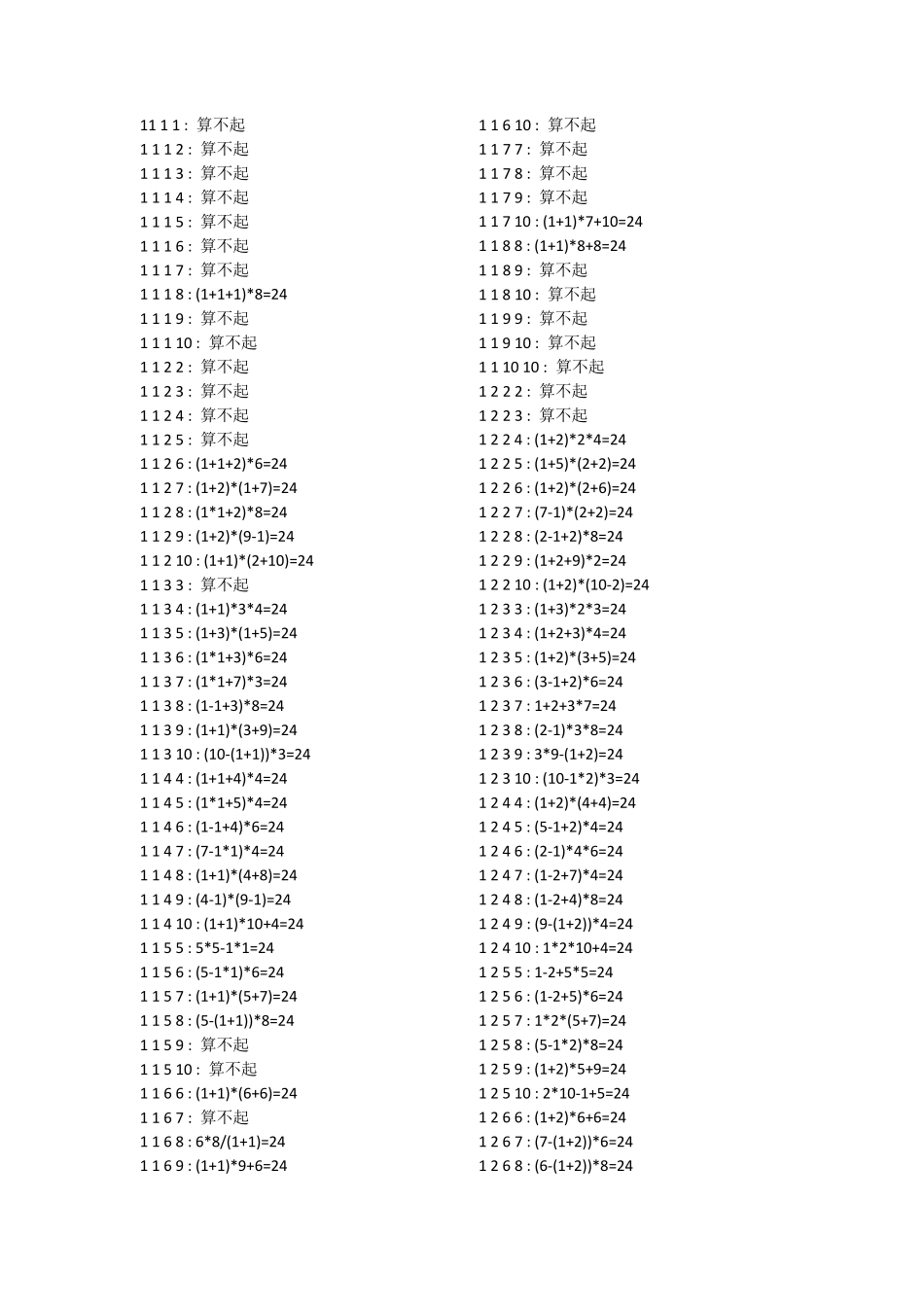 口算24点题目大全_第1页