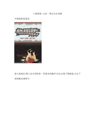口袋妖怪白金一周目完全攻略