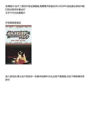 口袋妖怪白金图文一周目攻略