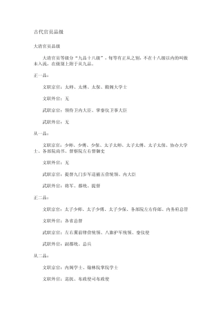 古代官员品级