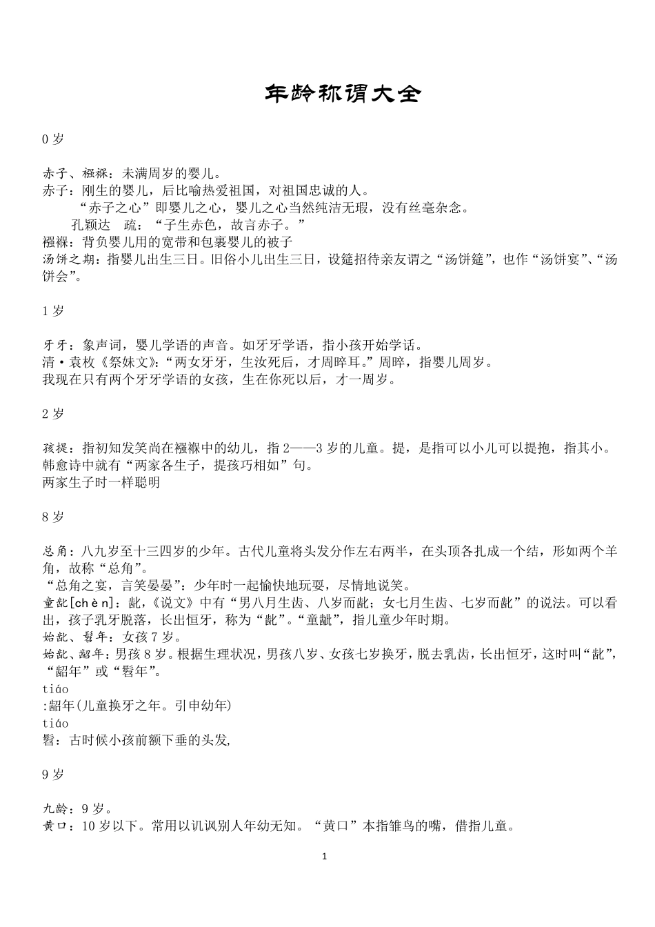 古代年龄称谓大全_第1页