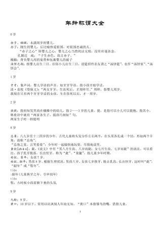 古代年龄称谓大全