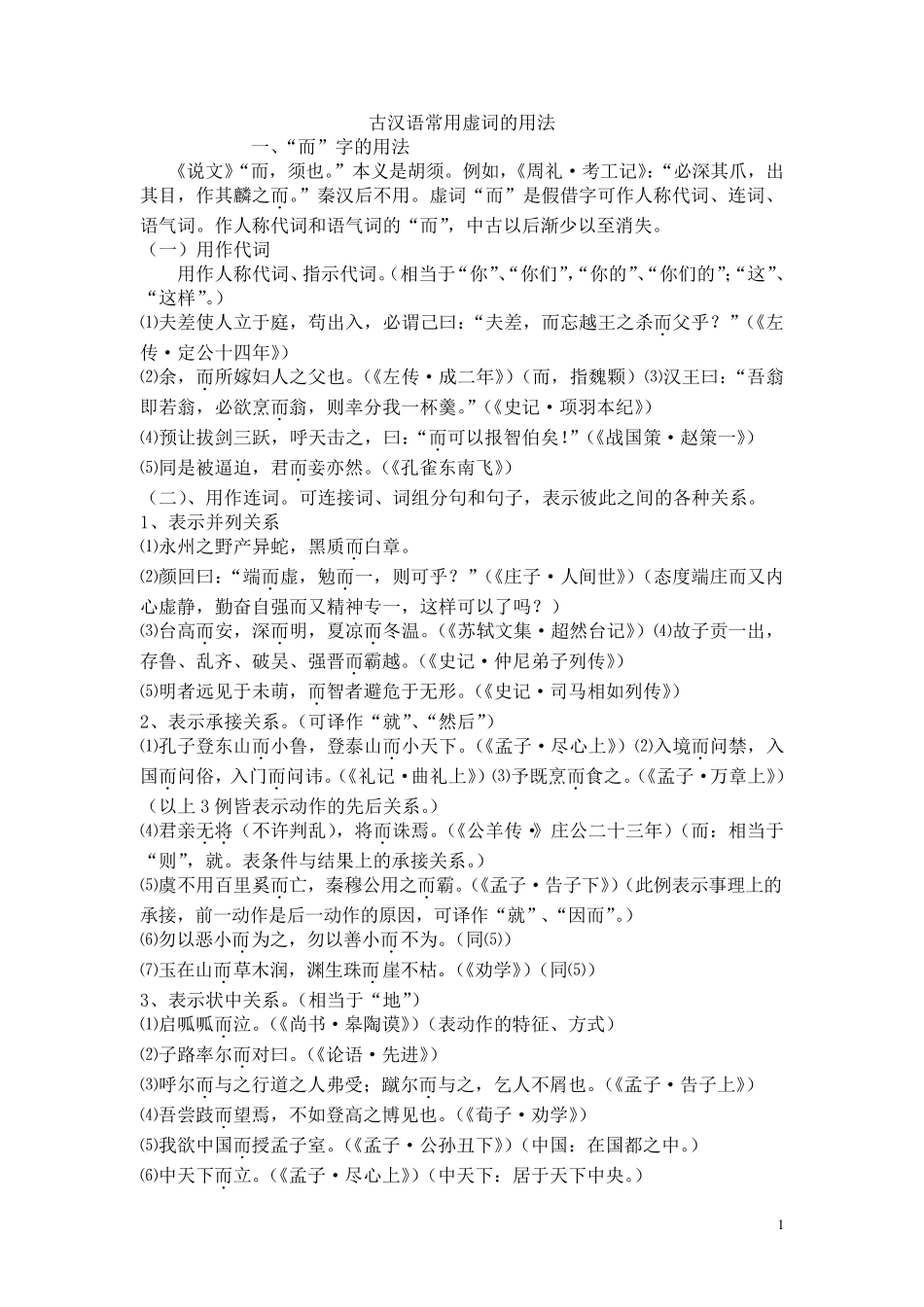 古代汉语常用虚词的用法_第1页