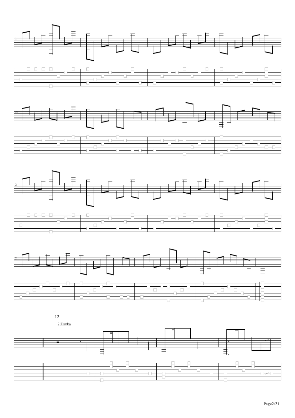 古典吉他谱《回忆组曲》五个乐章_第2页