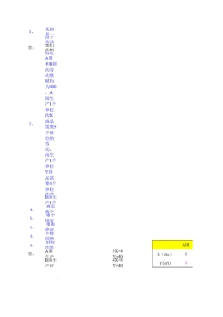 古典贸易理论习题