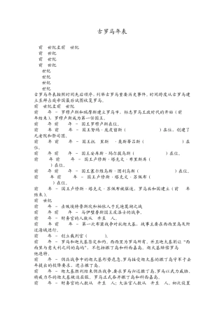 古罗马历史年表