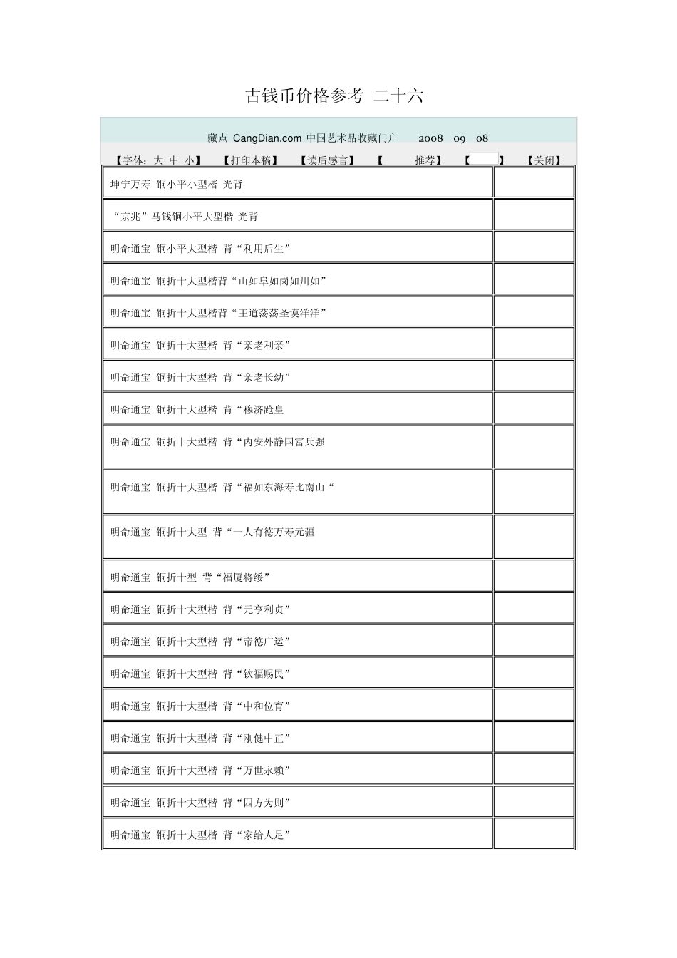 古钱币花钱价格参考_第1页