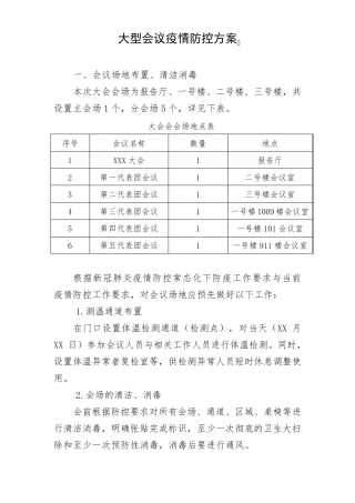 召开大型会议疫情防控方案