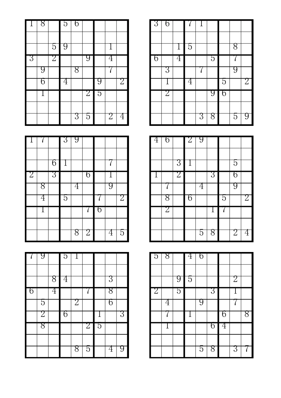 可打印的EXCEL格式数独题,共计100道难度：四星_第2页