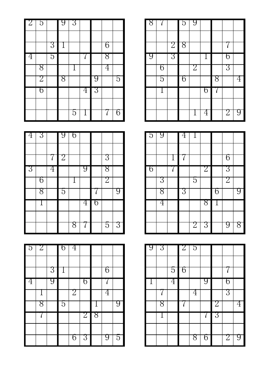 可打印的EXCEL格式数独题,共计100道难度：四星_第3页