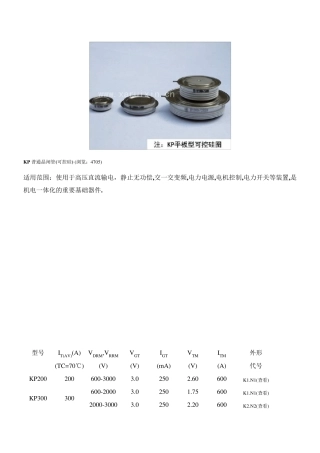 可控硅产品选型