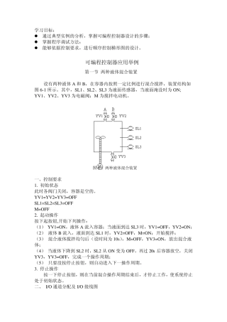 可编程控制器(PLC)应用举例