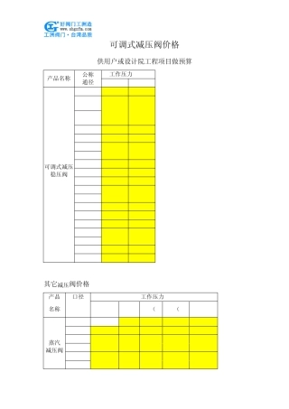 可调式减压阀价格