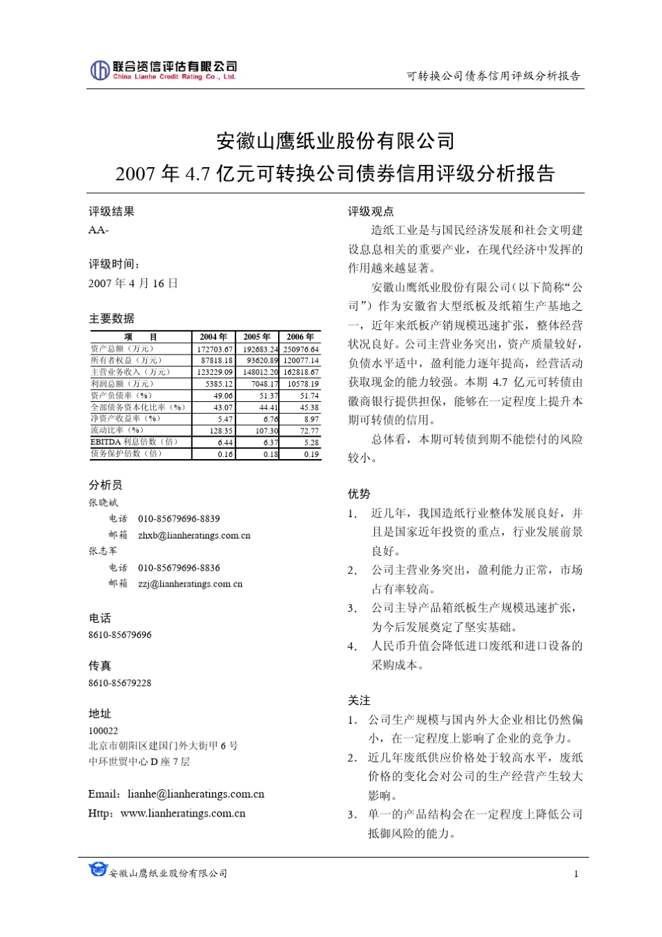 可转换公司债券信用评级分析报告_第2页