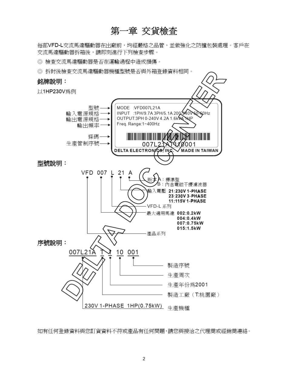 台达VFDL系列变频器中文操作手册_第1页