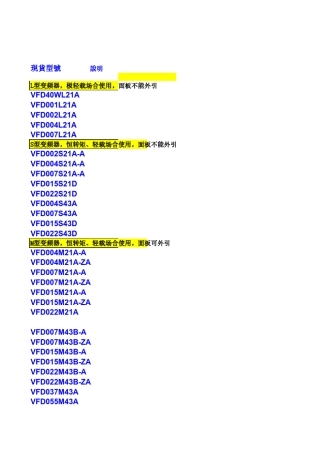 台达变频器型号清单