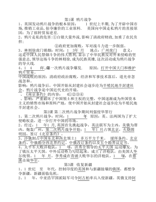 史上最全人教版八年级历史上册知识点归纳