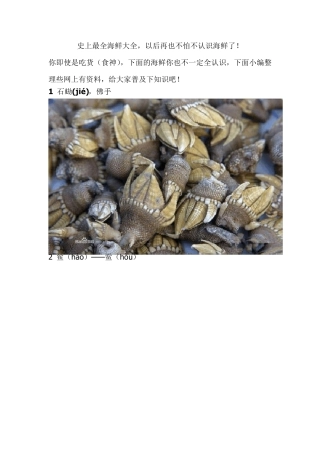 史上最全海鲜大全_以后再也不怕不认识海鲜了!