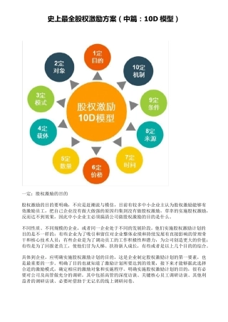史上最全股权激励方案(中篇：10D模型)