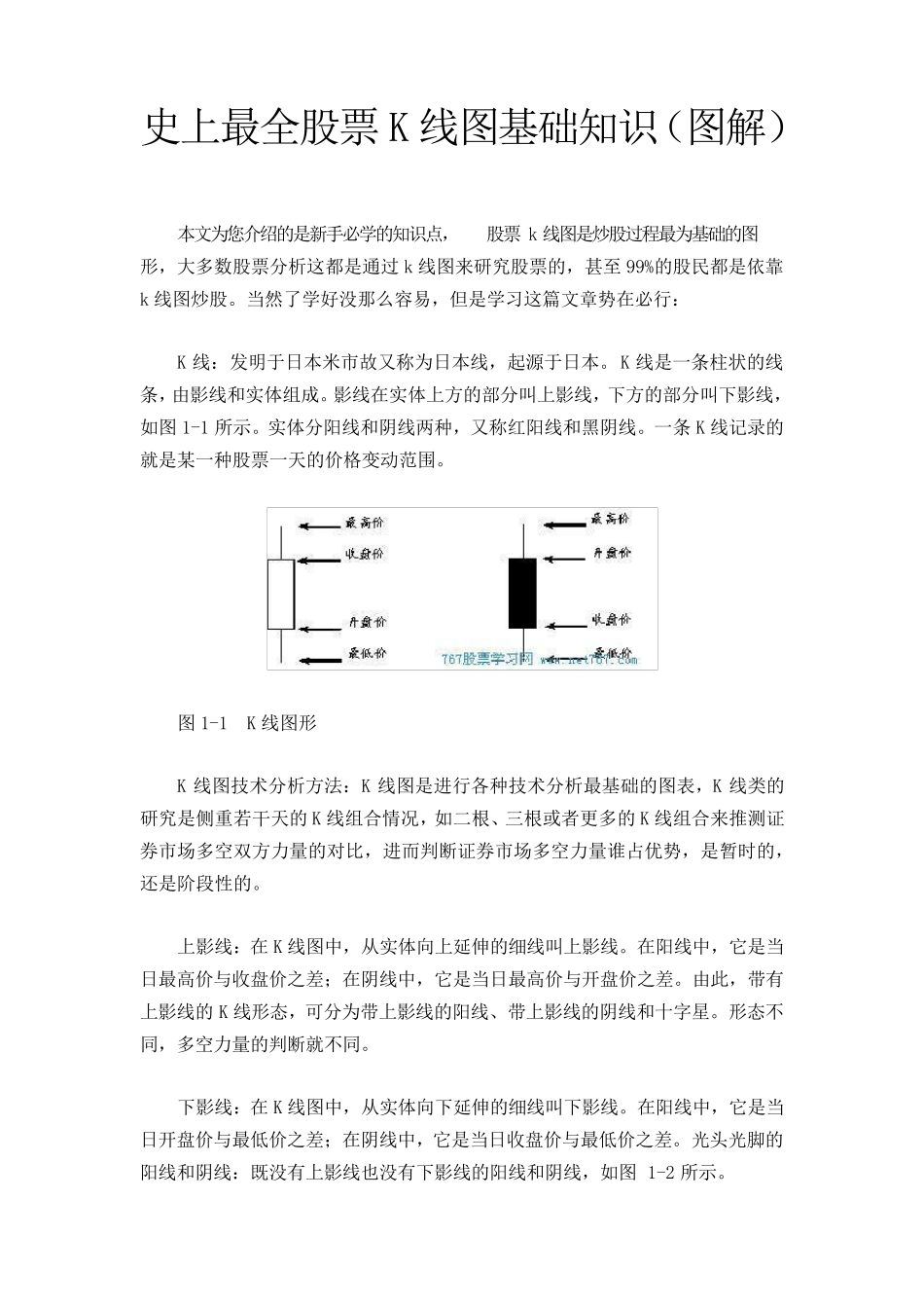 史上最全股票K线图基础知识_第1页