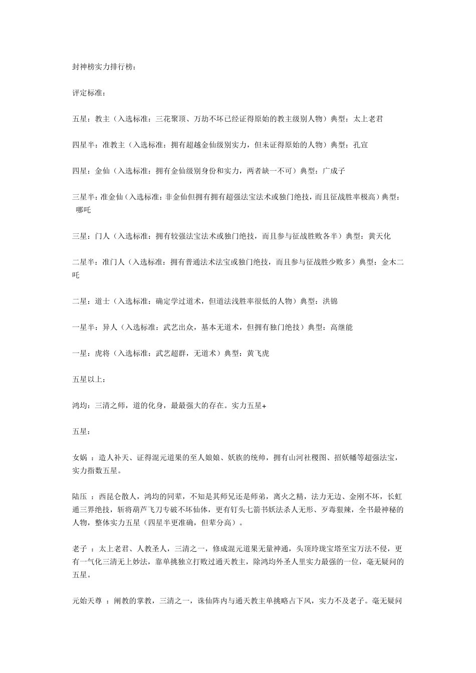 史上最详细的封神榜人物实力排行_第1页