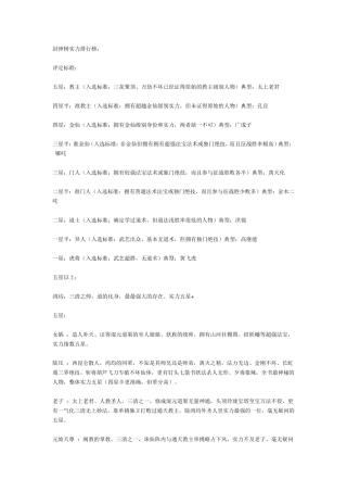 史上最详细的封神榜人物实力排行