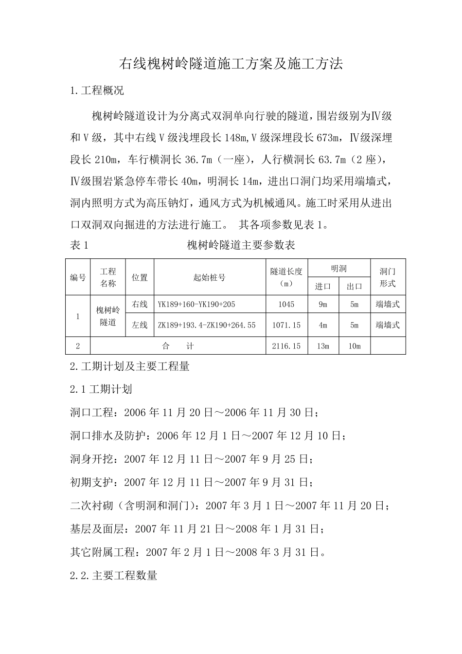 右线槐树岭隧道施工组织设计_第1页