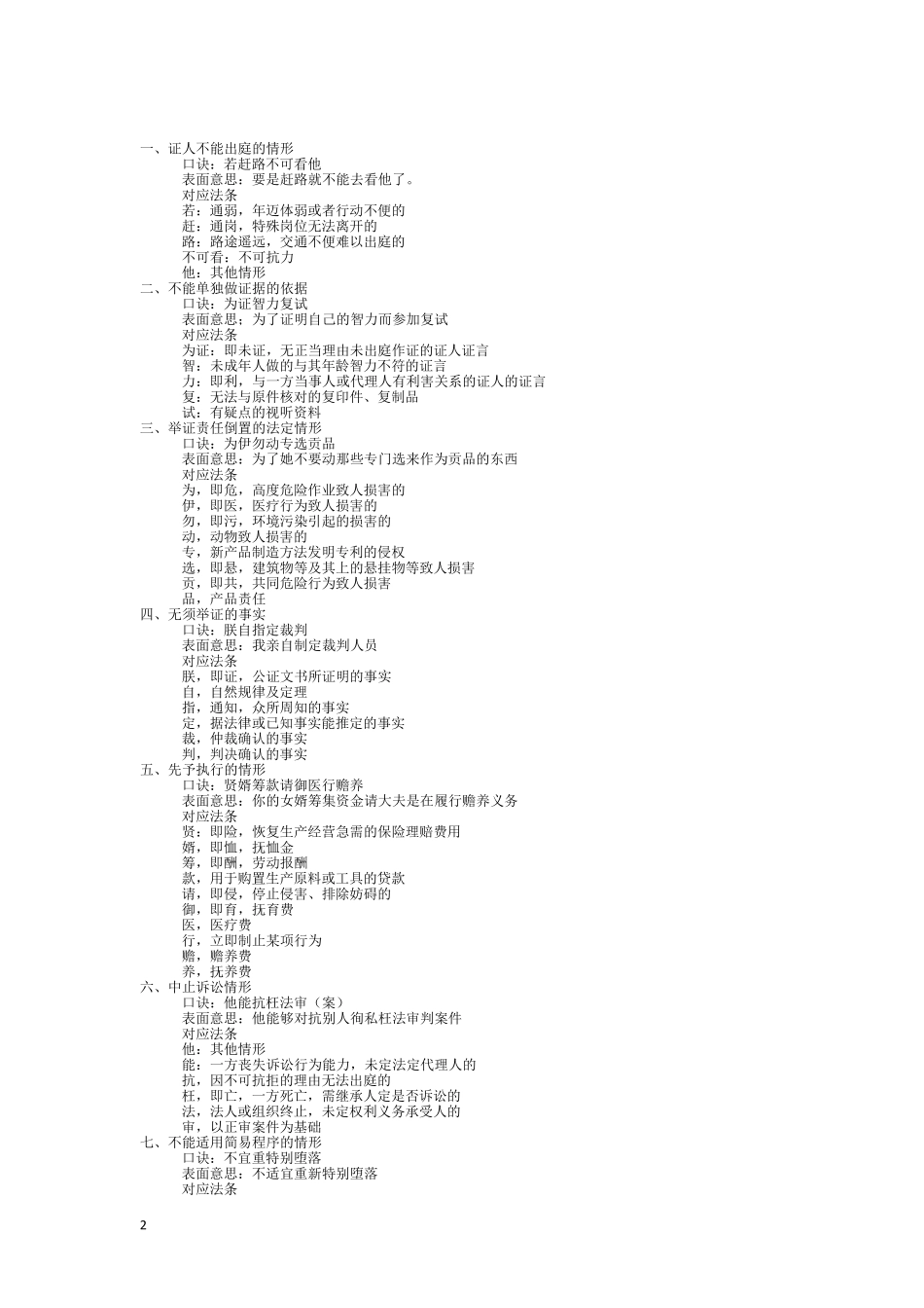 司法考试各科部分记忆口诀_第2页