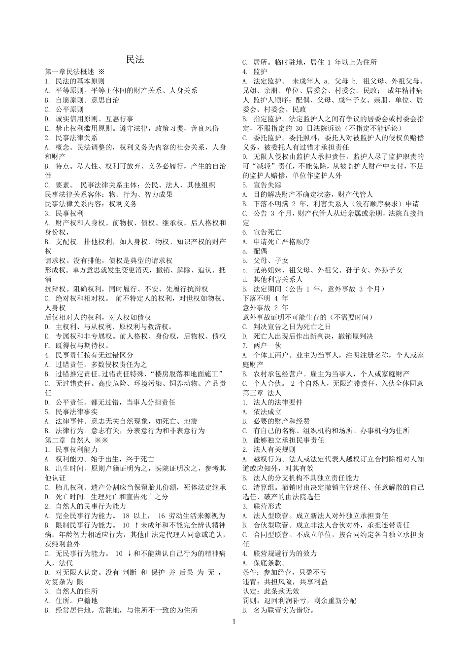 司法考试民法笔记_第1页