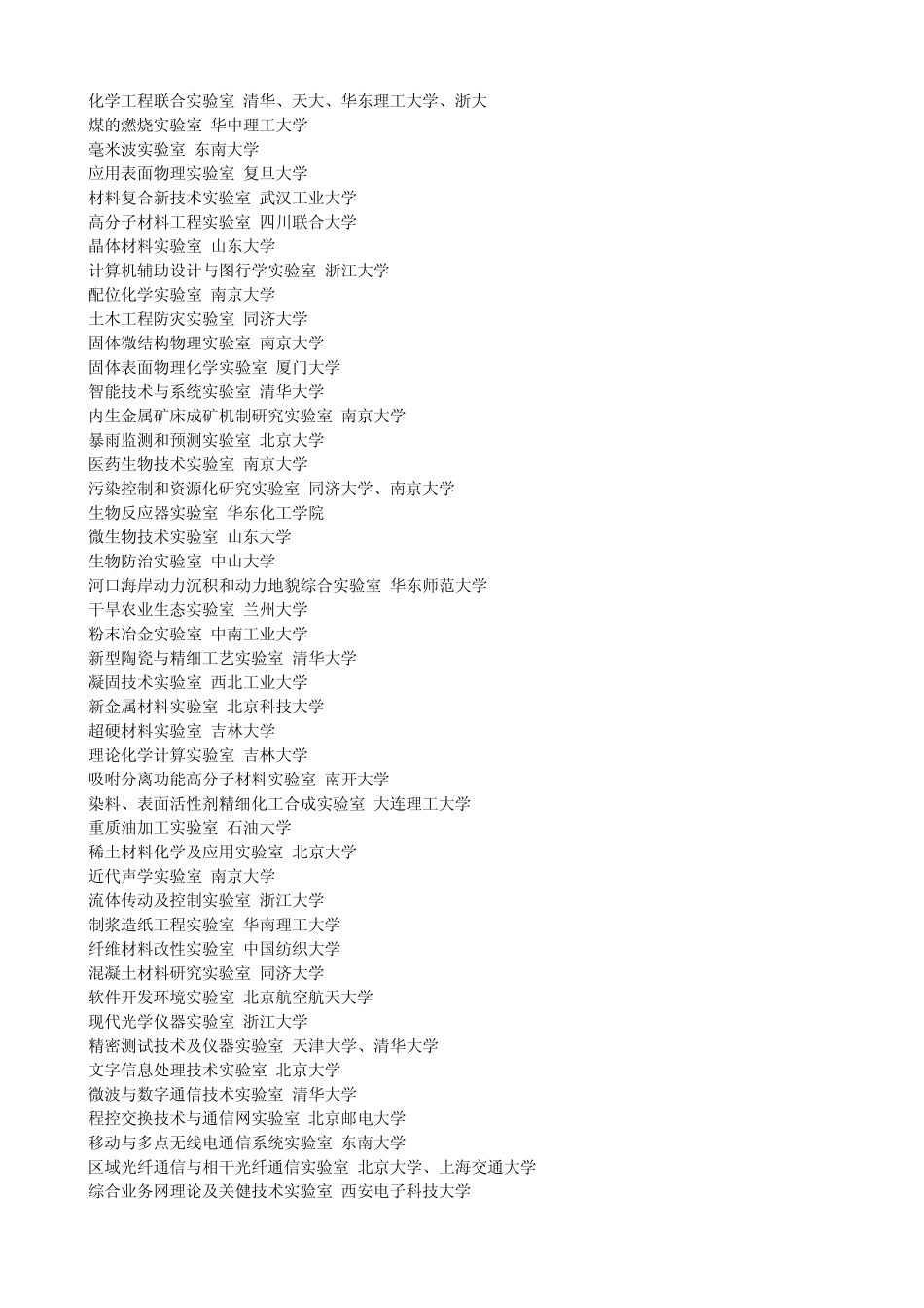 各专业国家级重点实验室校分布_第2页